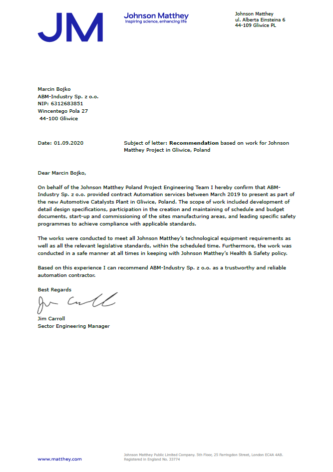 JM Automation Authoritu Recommendation
